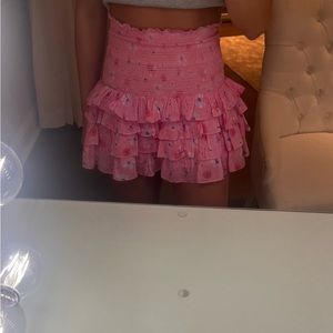 loveshackfancy pink floral mini skirt, never worn, size petite